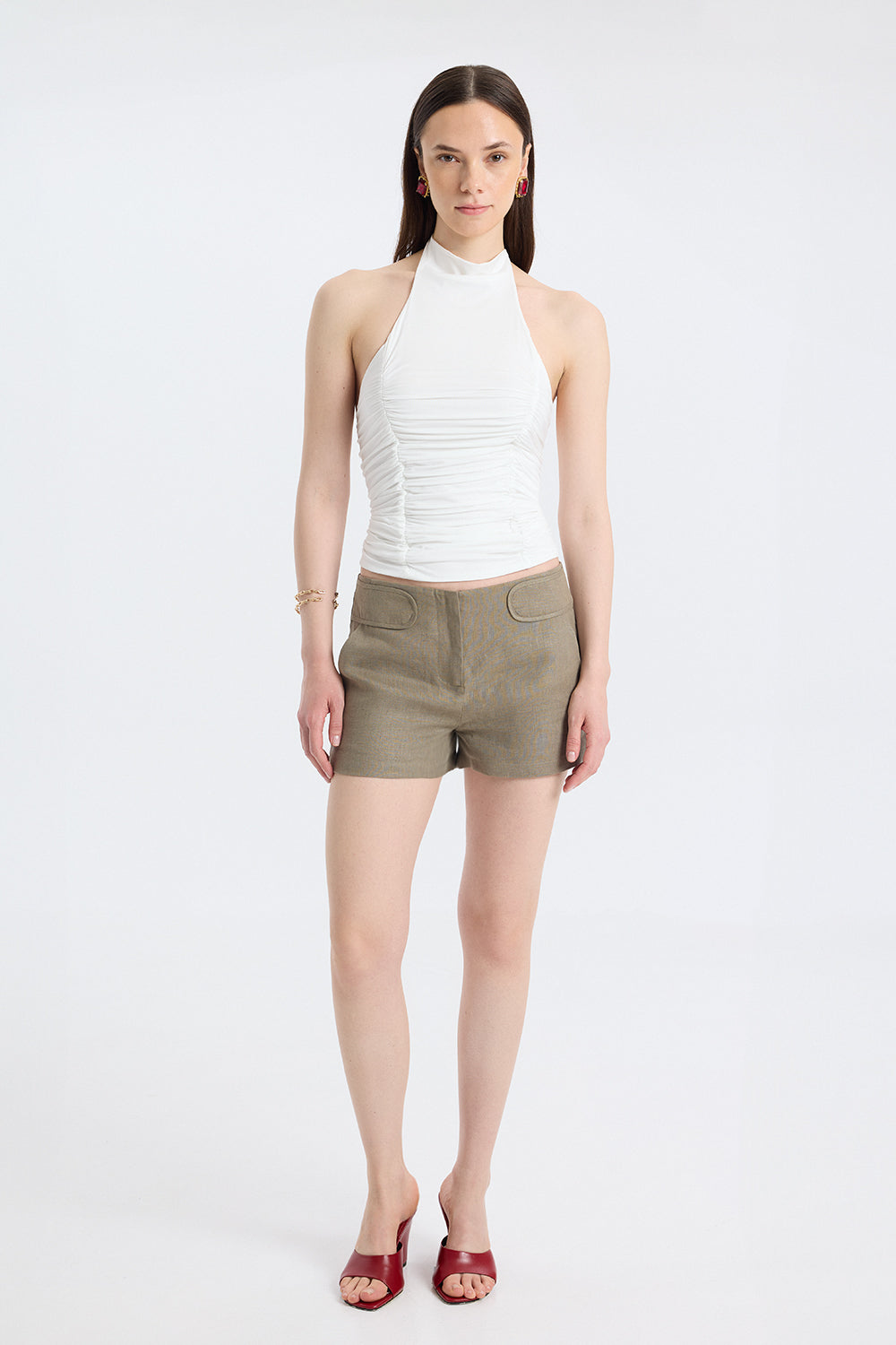Ruched High-Neck Top