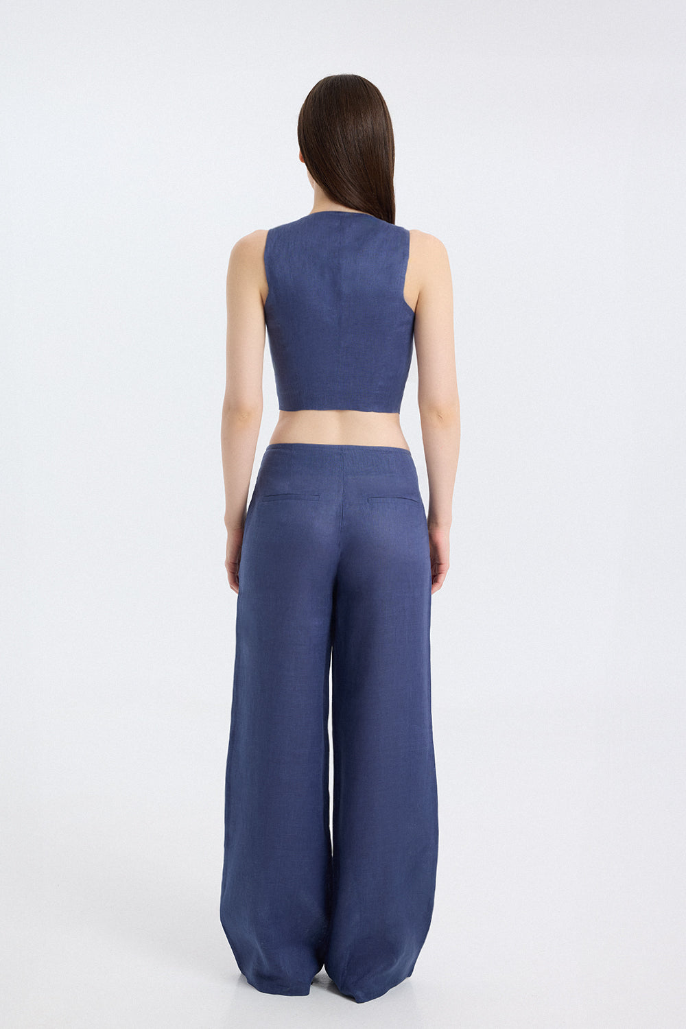 Tailored Linen Wide-Leg Trousers
