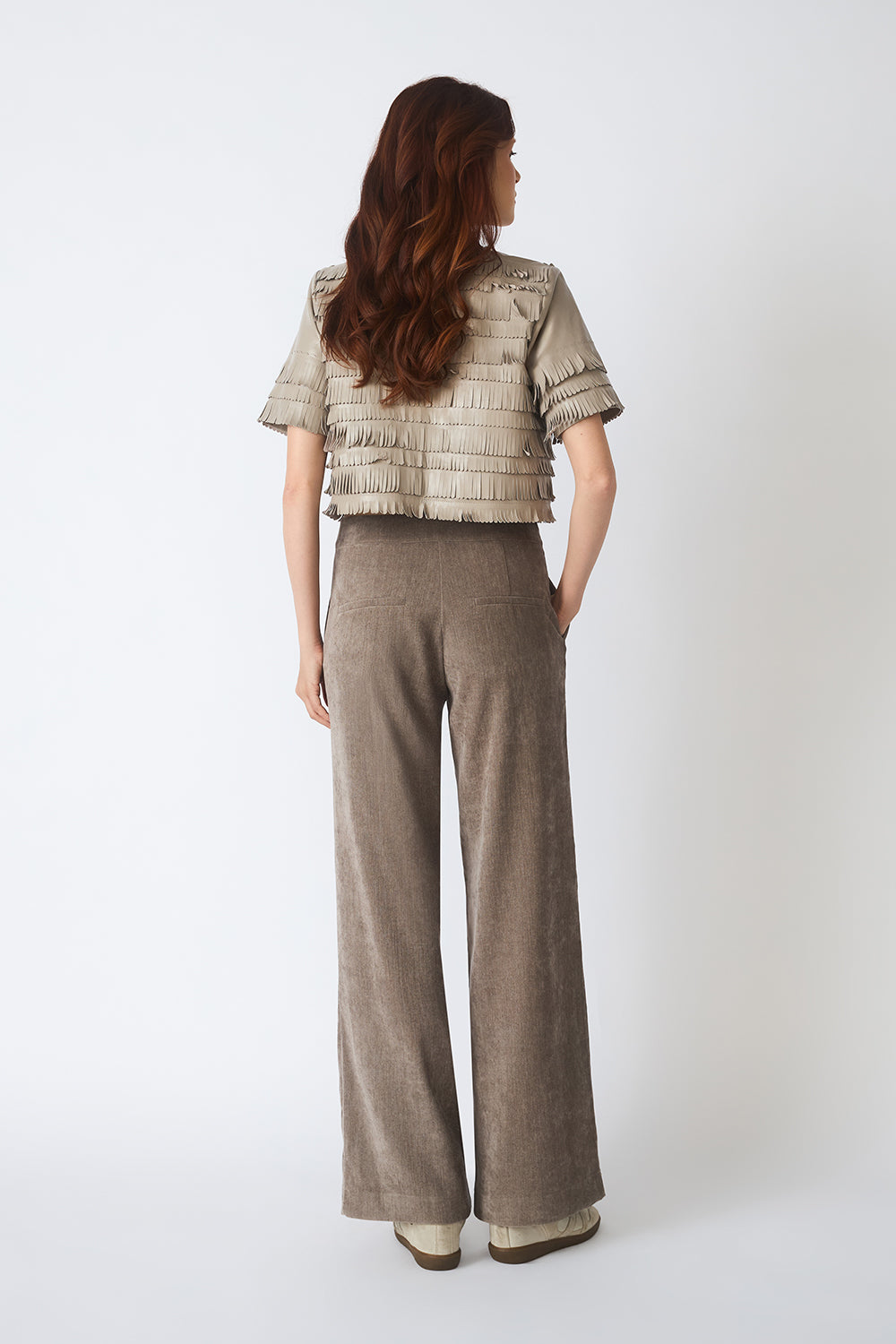 Wide-Leg Trousers in Velvet Denim