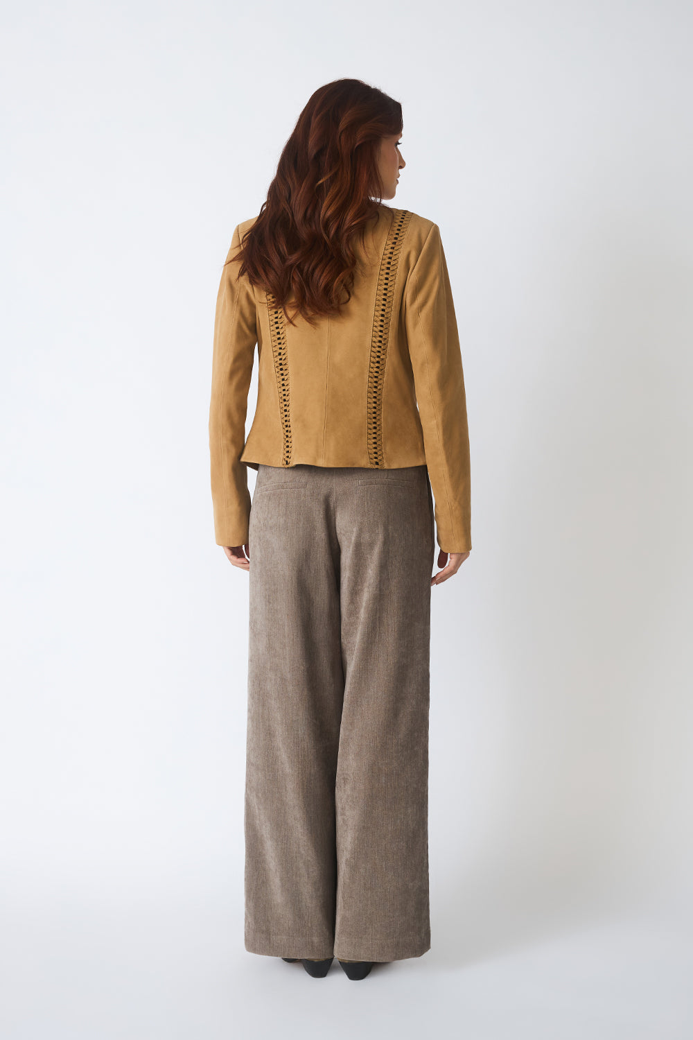 Woven Detail Jacket in Suede