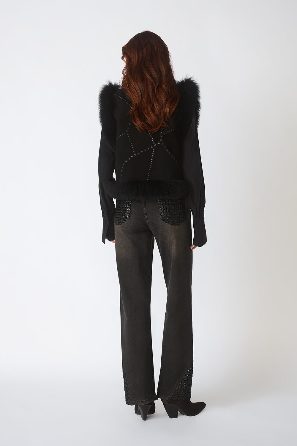 Patchwork Vest in Suede with Fur