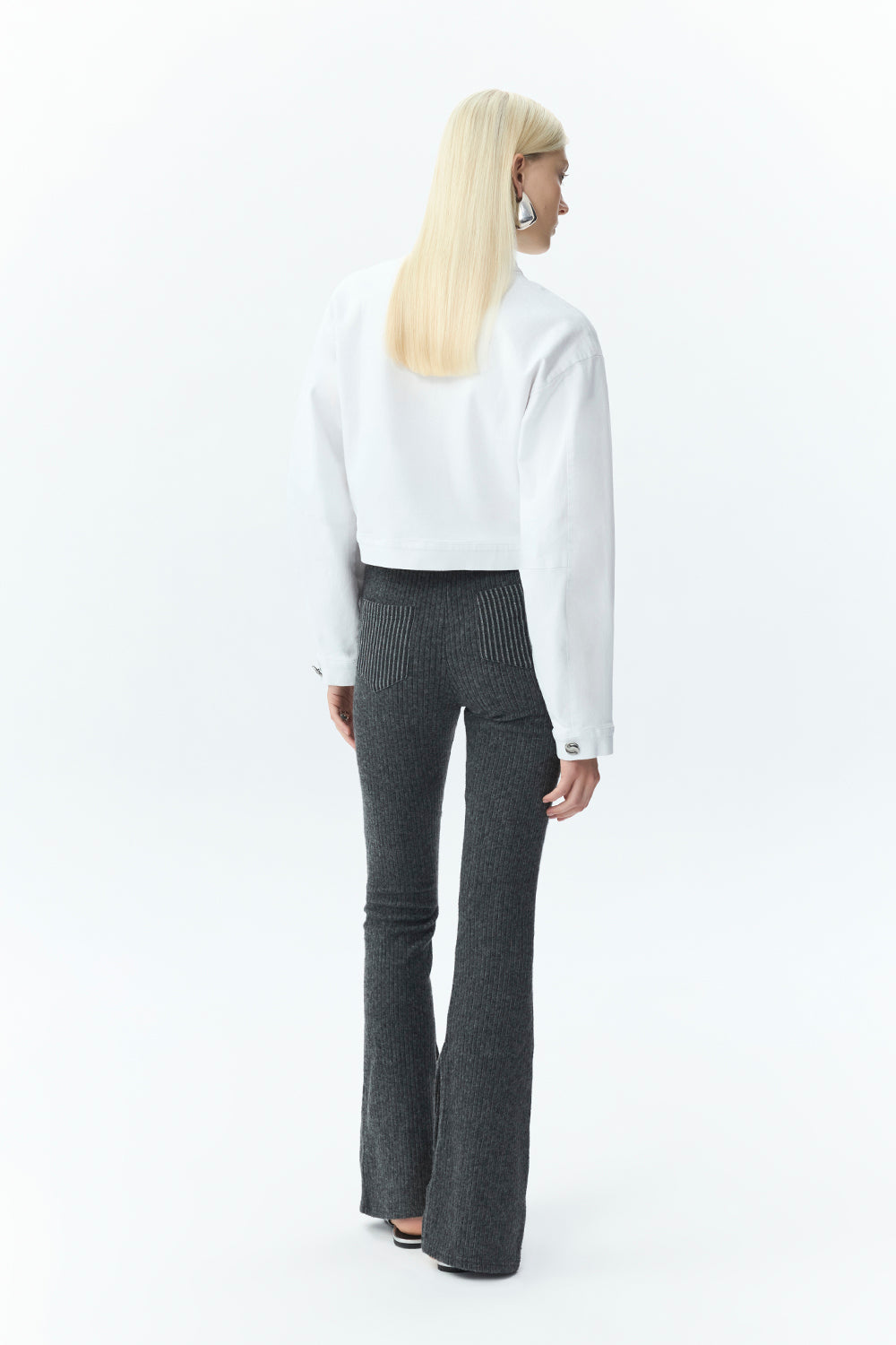 Ribbed Knit Flare Trousers