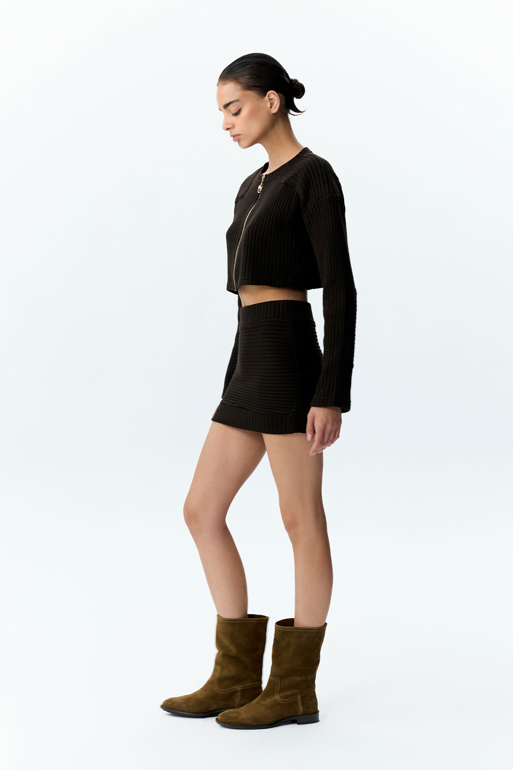 Ribbed Knit Mini Skirt