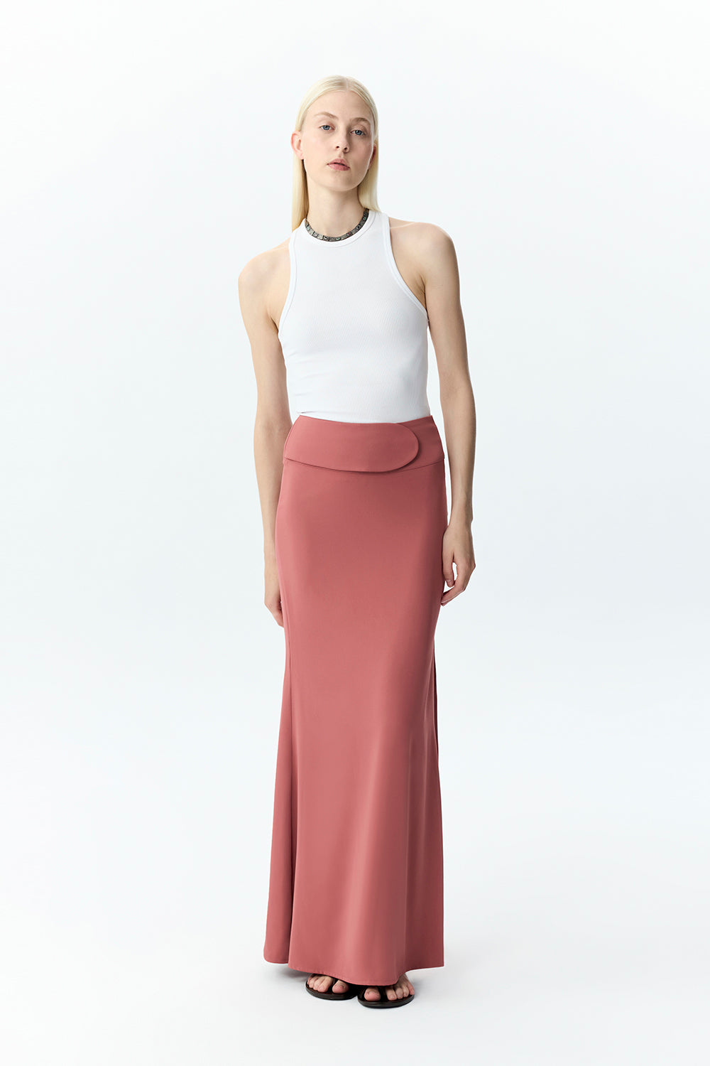 Maxi Skirt with Sculpted Belt Panel