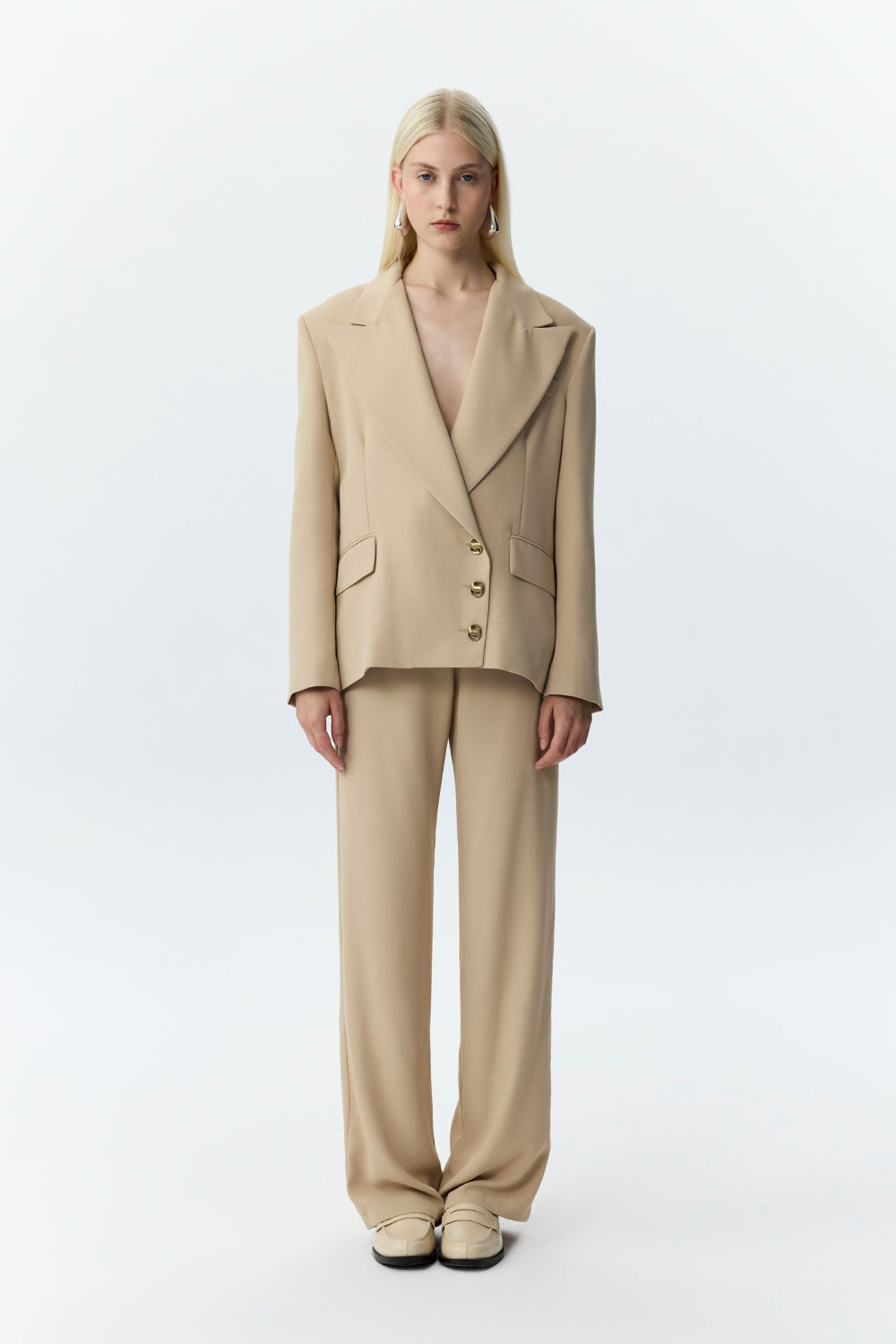 Straight Leg Trousers with Lace Insets