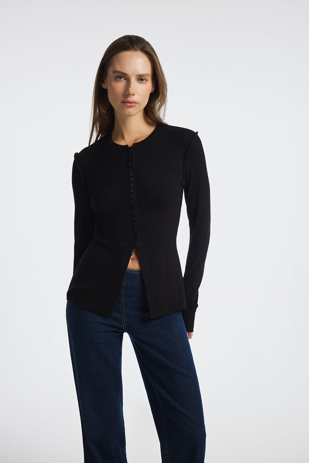 Long-Sleeve Button-Down Top