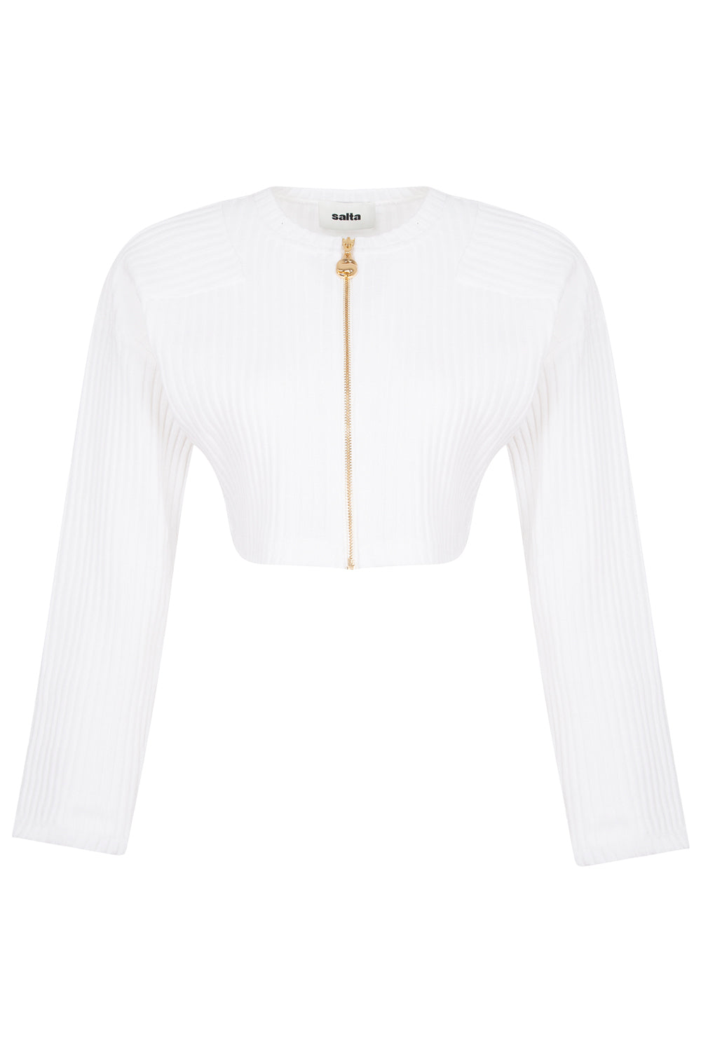 Cropped Zip Knit Cardigan