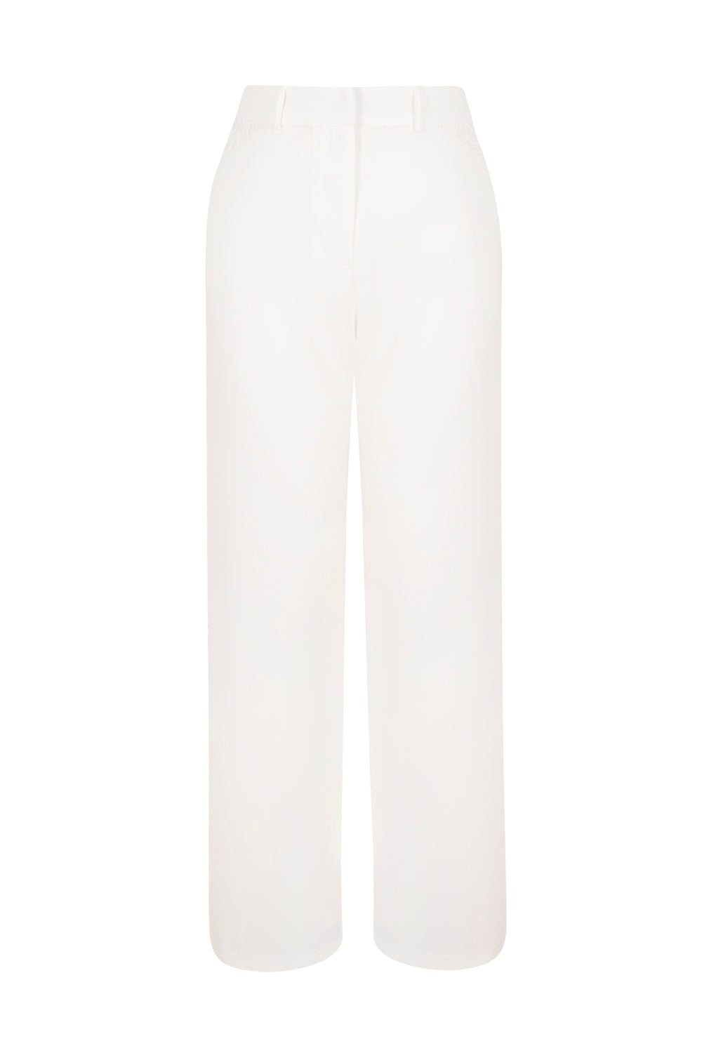 Straight Leg Trousers with Lace Insets