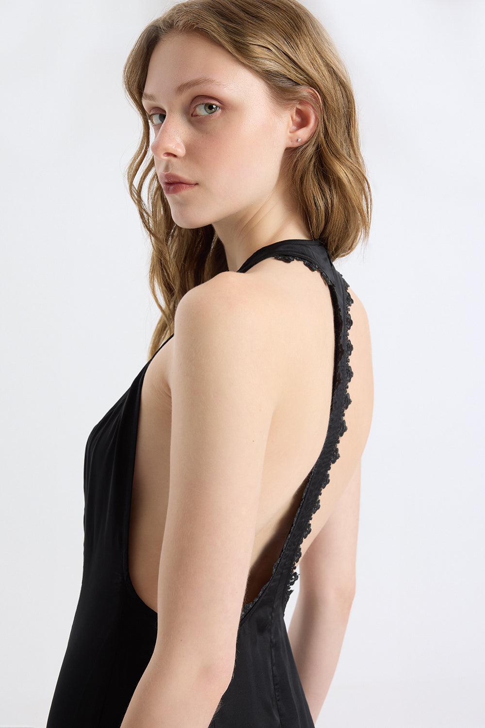 Open-Back Halter Gown