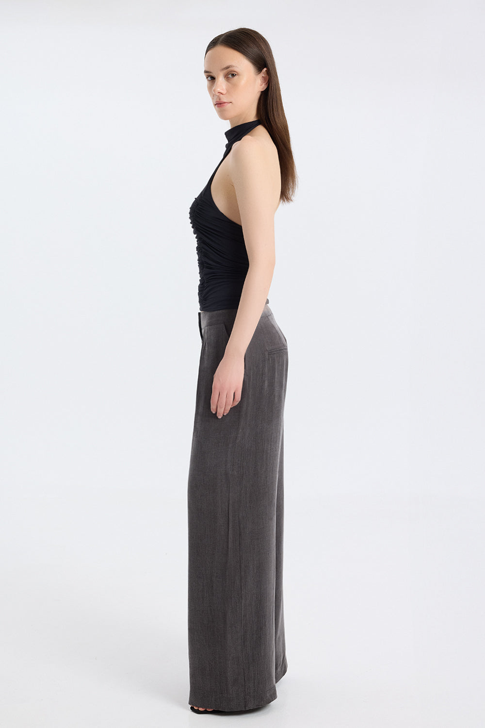 Ruched High-Neck Top