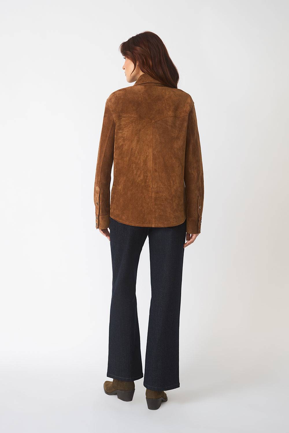 Buttoned Shirt Jacket in Suede