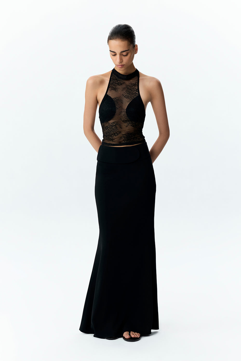 High-Neck Lace Top