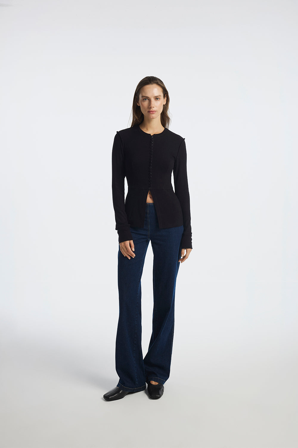 Long-Sleeve Button-Down Top