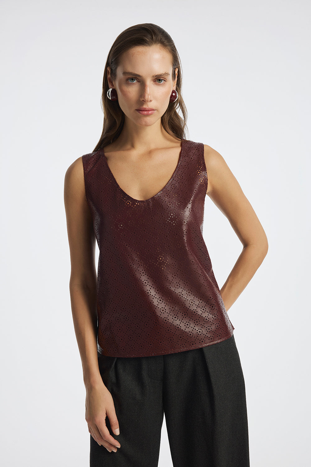 Ovale Glimpse Leather Top