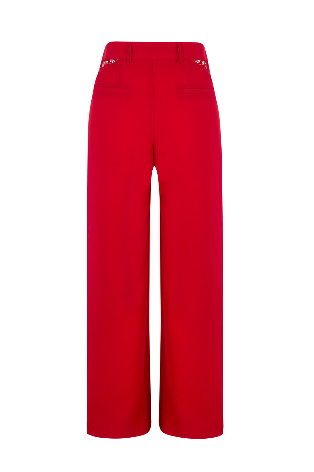 Straight Leg Trousers with Lace Insets
